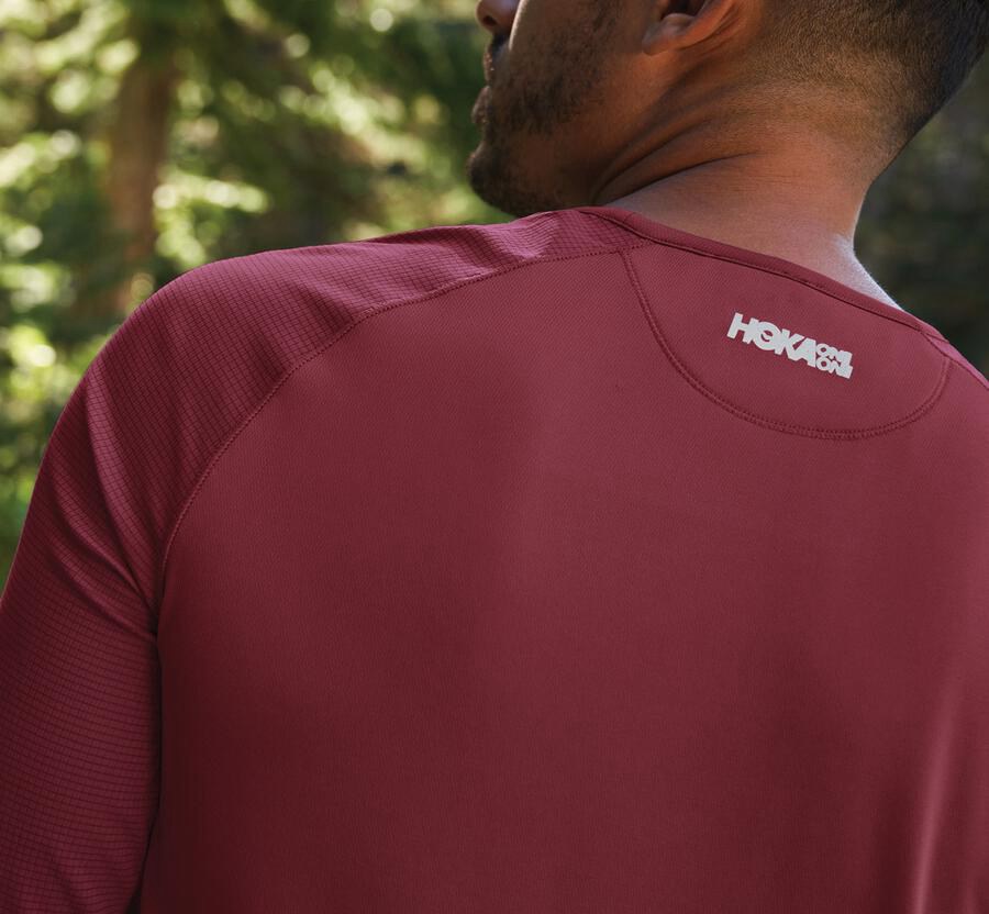 Hoka One One Top Erkek Kahverengi - Performance Long Sleeve - FD1624973